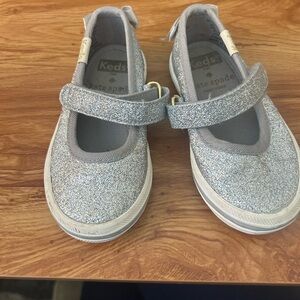Keds and Kate Spade Kids Sparkly Silver Dress Shoe Sneaker Style with bows!